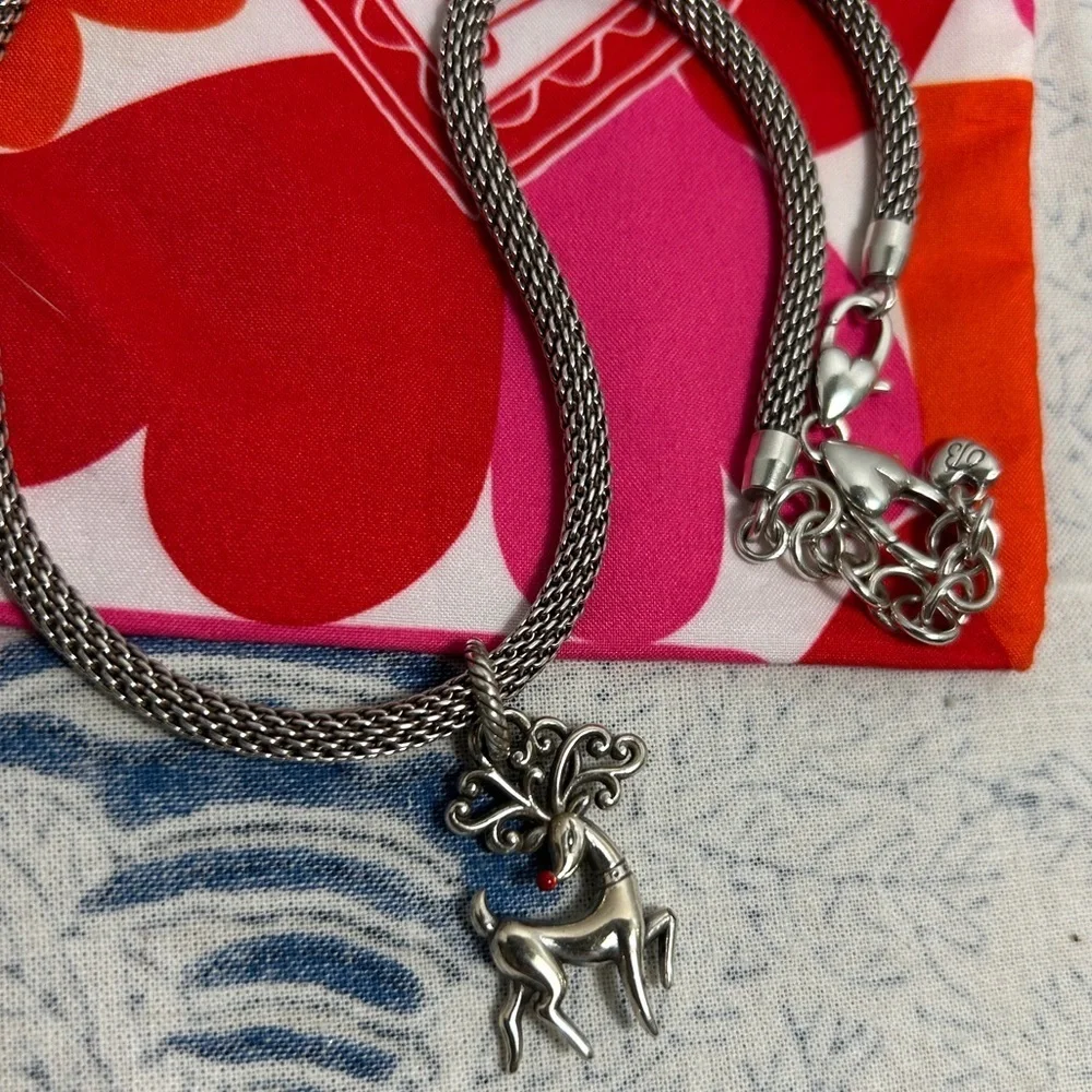 Brighton Beverly Glam Necklace & Reindeer Charm Silver Plated & Cloth Bag - Picture 6 of 13